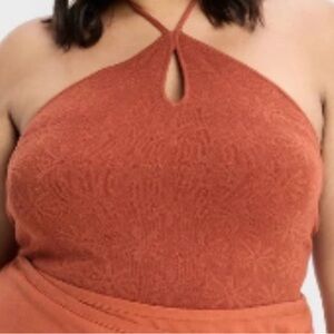 Future Collective Rust Halter Sweater Bodysuit